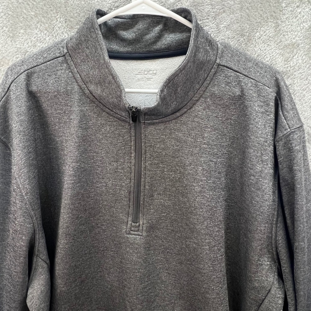 BCG Mens 3XL Heather Gray Quarter Zip Fleece Layering Athletic Gorpcore Outdoor
